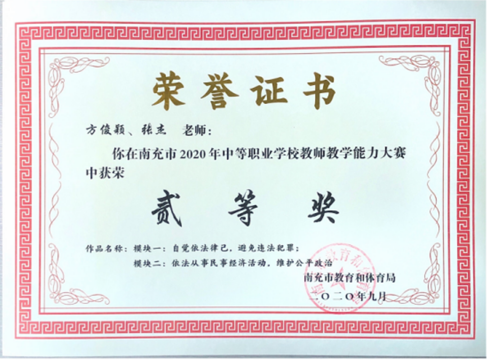 热烈祝贺我校教师在我市2019年中等职业学校教师教学能力大赛荣获佳绩7367.png